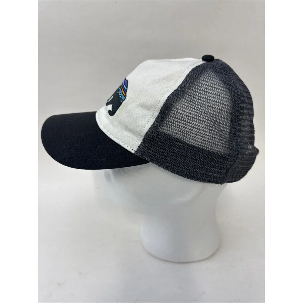 Patagonia Unisex Mesh Trucker Snapback Hat Bear Logo Gray White Blue